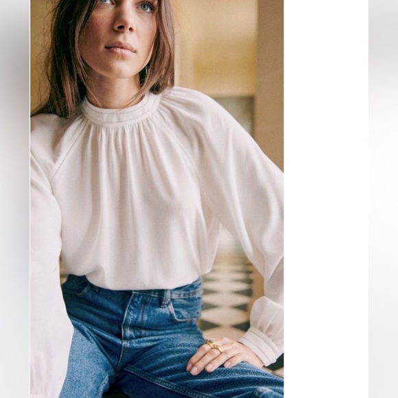 Sézane Utopie Silk Blouse Cream Ecru Long Sleeve EU 40 US 8 - Picture 4 of 16